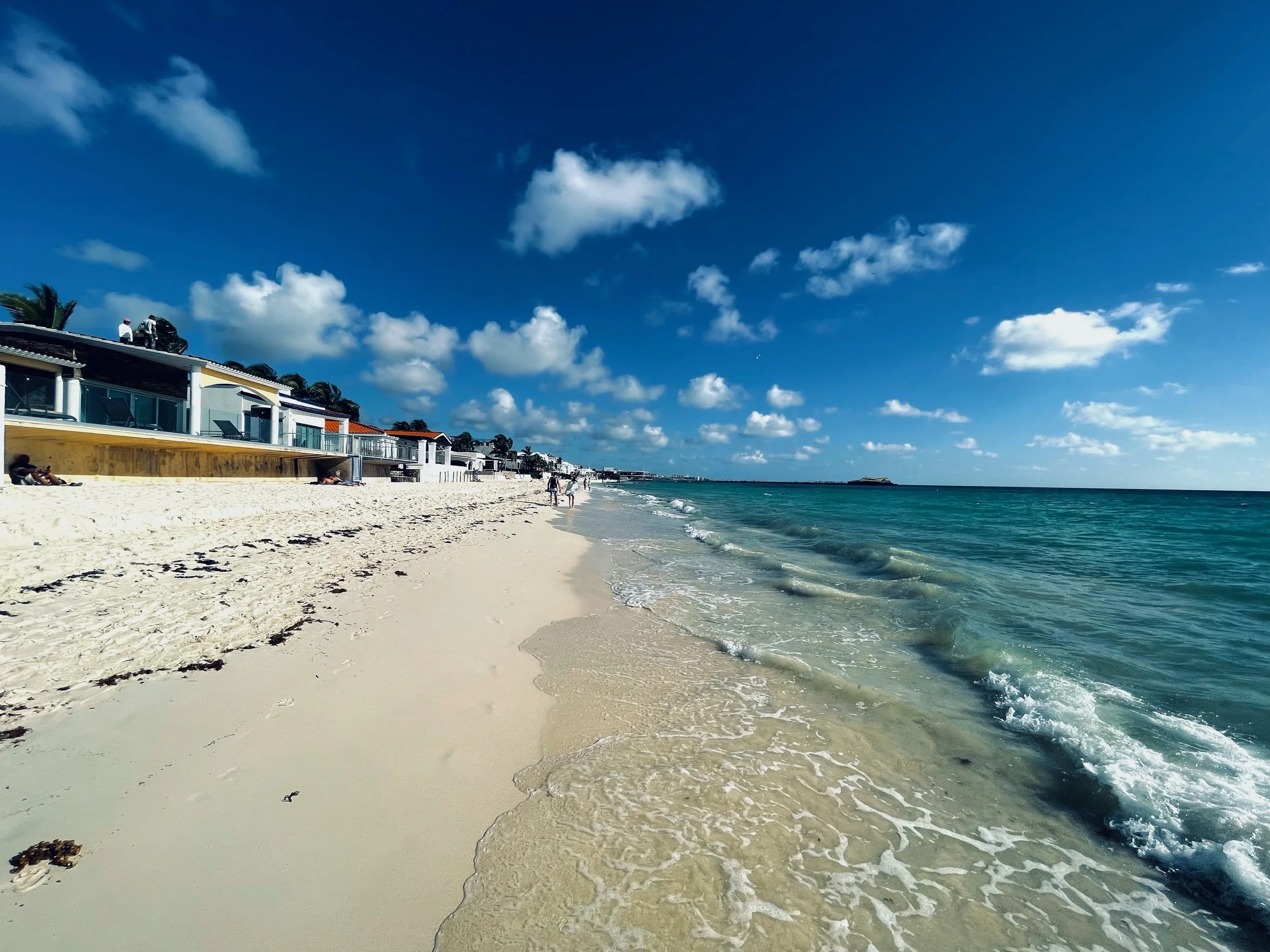 Sunny Playacar beach outside Casa Karma